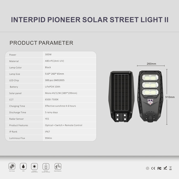 SunC Intrepid Pioneer Solar Street Light II MJ-LH9300