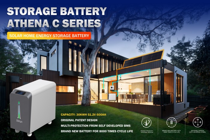 Athena C Series 30KWH 34KWH Wall Mounted Energy Storage Battery